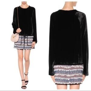 See By Chloe Black Velvet Long Sleeve Blouse Sz.36(XS)